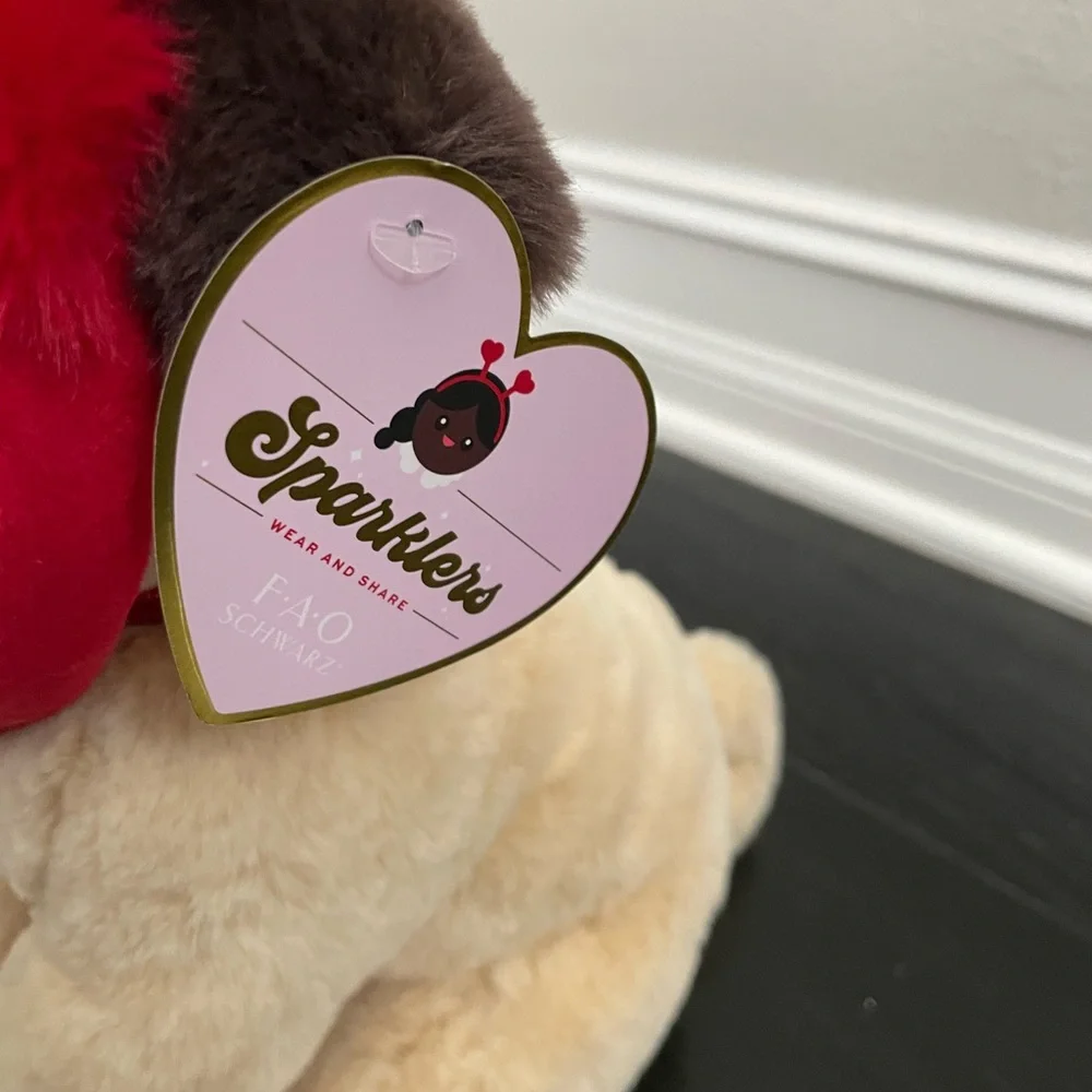 FAO Schwarz 12" Sparklers Toy Plush Pug with Removable Red Heart Boppers - Picture 4 of 8